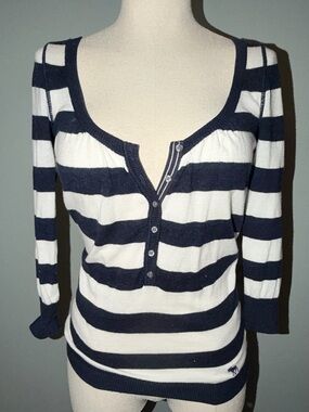 Abercrombie & Fitch Striped Button Henley Sweater